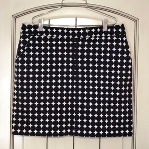 Larry Levine Sport Stretch Dark Navy Dot Mini Skirt Size 12